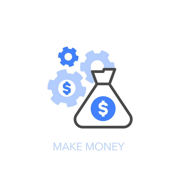 Make Money Symbol Money Bag Process Cogwheels Easy Use Your — стоковый вектор