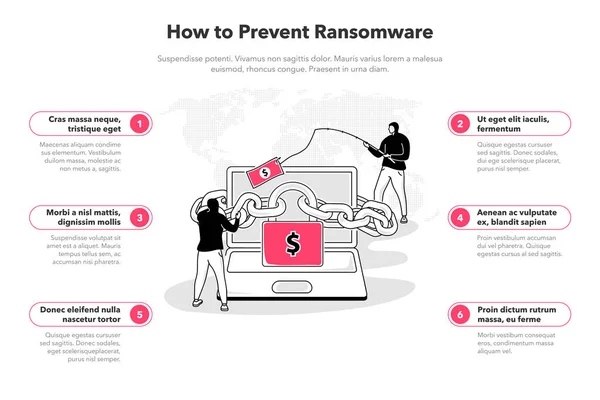 Eenvoudige Infographic Sjabloon Voor Het Voorkomen Van Ransomware Makkelijk Gebruiken — Stockvector