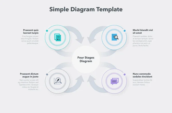 Prosty Szablon Schematu Czterema Etapami Łatwy Użyciu Swojej Stronie Internetowej — Wektor stockowy