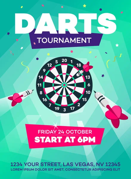 Modern dart turnuvası poster şablonu. Yerel kulüp yarışmanız için kullanması kolay.