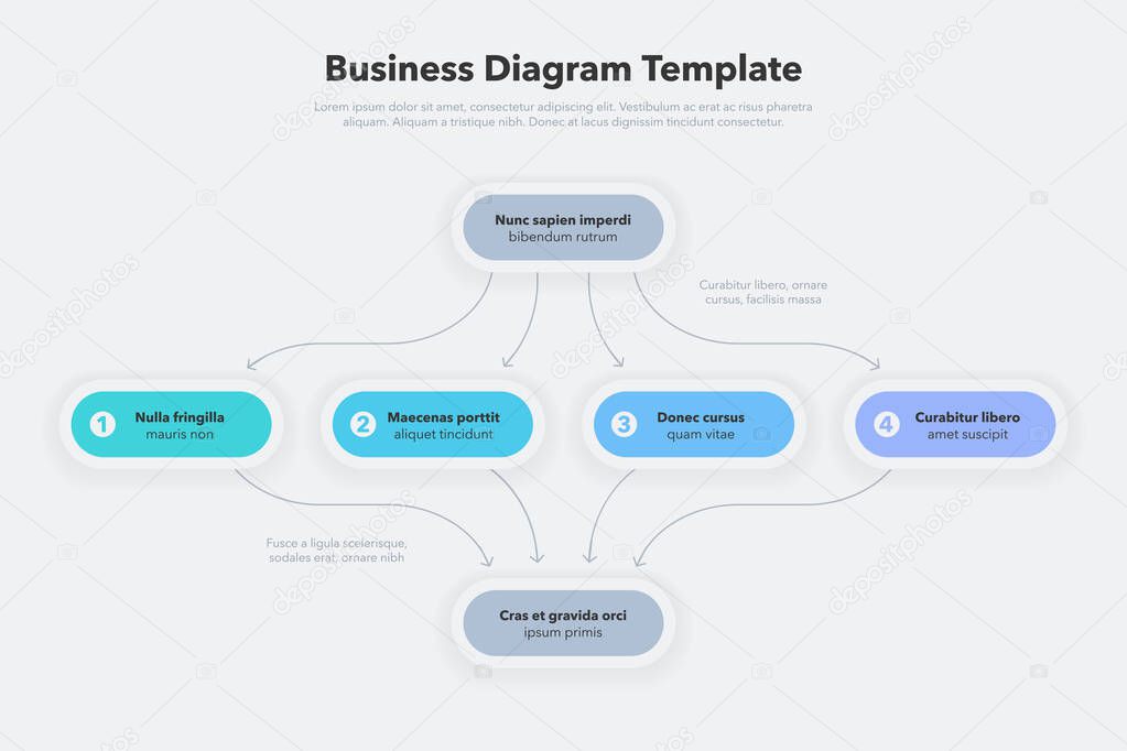 Modern business diagram template with four stages. Flat design, easy to use for your website or presentation.