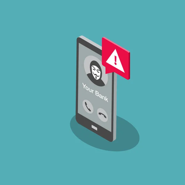 Φωνητικό Σύμβολο Phishing Ένα Smartphone Και Ψεύτικο Τραπεζικό Τηλεφώνημα Επίπεδη — Διανυσματικό Αρχείο