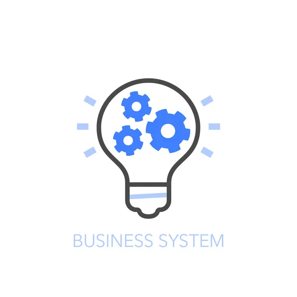 Business System Symbol Mit Glühbirne Und Zahnrädern Einfach Bedienen Für — Stockvektor