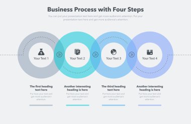 Dört adımlı modern iş planı. Web siteniz veya sunumunuz için kullanması kolay.