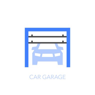 Basit görselleştirilmiş araba garajı sembolü. Web siteniz veya sunumunuz için kullanması kolay.