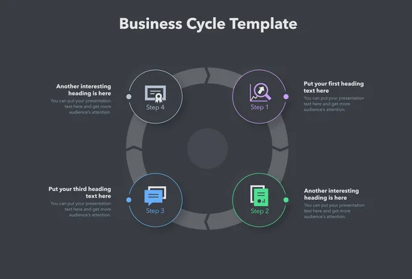 Simple Concept Business Cycle Diagram Four Steps Place Your Description — Stockvektor