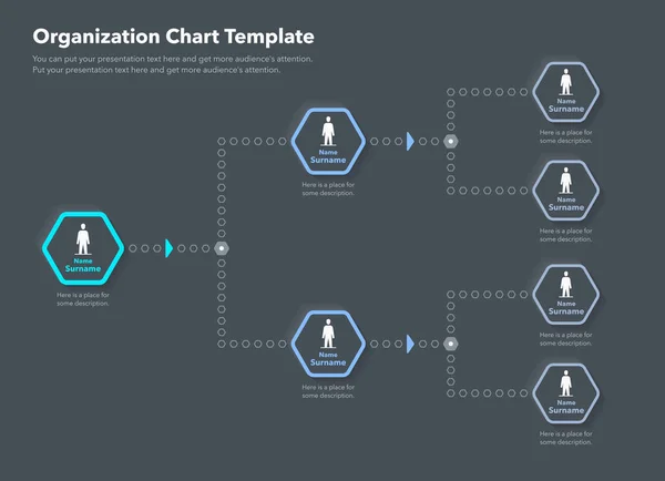 Infografica Moderna Struttura Organizzativa Aziendale Versione Scura Facile Usare Tuo — Vettoriale Stock