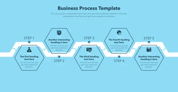 Modèle Processus Affaires Avec Cinq Étapes Version Bleue Facile Utiliser — Image vectorielle