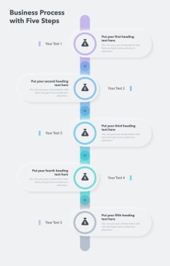 Beş renkli adımla iş şablonu. Web siteniz veya sunumunuz için kullanması kolay.