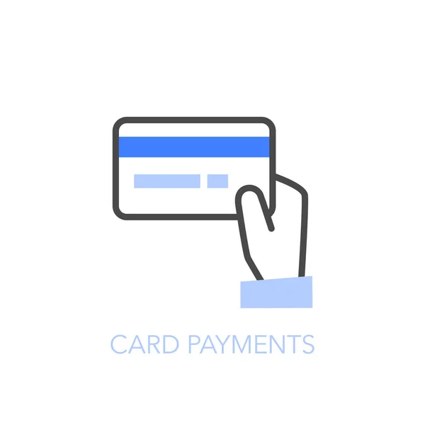 Eenvoudige Gevisualiseerde Kaart Betalingen Symbool Met Een Hand Een Creditcard — Stockvector