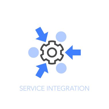 Basit görselleştirilmiş servis entegrasyonu sembolü. Web siteniz veya sunumunuz için kullanması kolay.