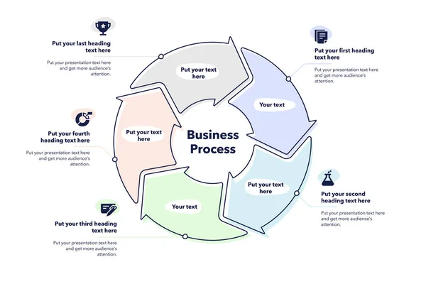 Шаблон Цикла Бизнес Процессов Пятью Шагами Простота Использовании Вашего Сайта — стоковый вектор