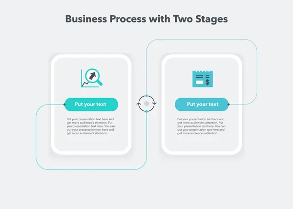 Simple Business Process Diagram Two Stages Modern Flat Template Data — Stockvektor