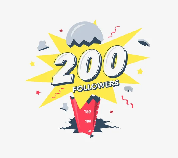 Thank You 200 Social Media Followers Symbol Simple Modern Flat — Stockvektor