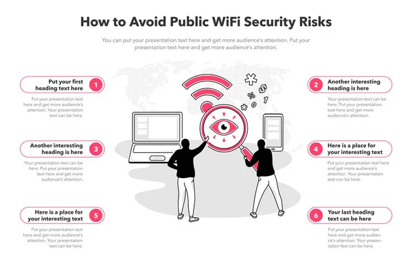 Simple Infographic Template How Avoid Public Wifi Security Risks Stages —  Vetores de Stock