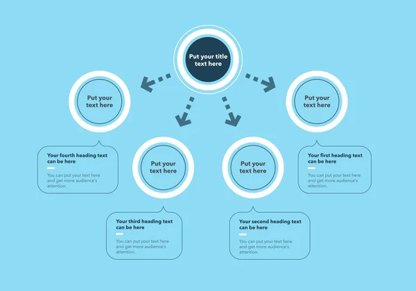 Simple Process Diagram Template Four Stages Blue Version Slide Business —  Vetores de Stock