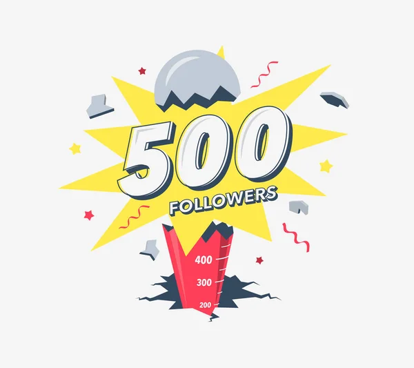 Thank You 500 Social Media Followers Symbol Simple Modern Flat — Stok Vektör