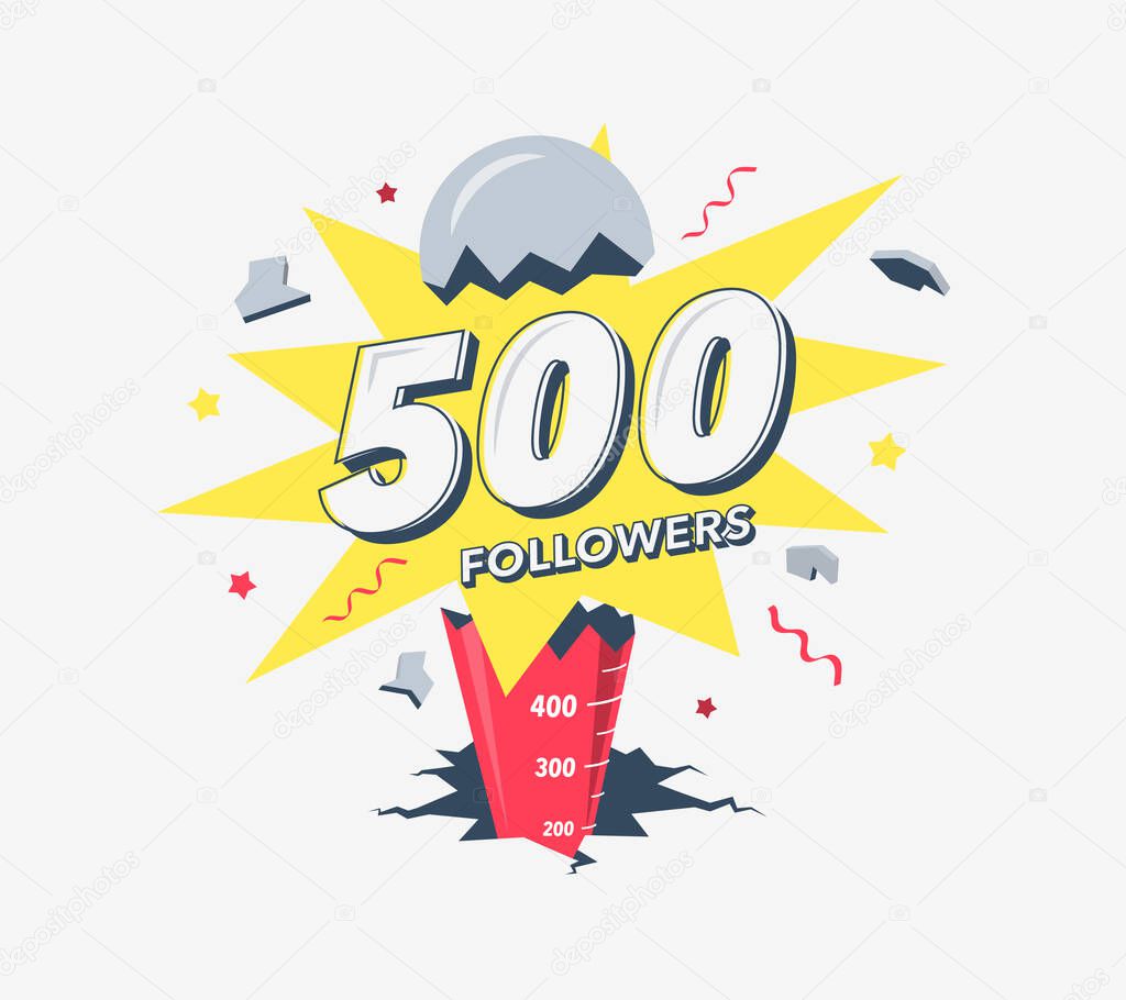 Thank you 500 social media followers symbol. Simple modern flat banner.