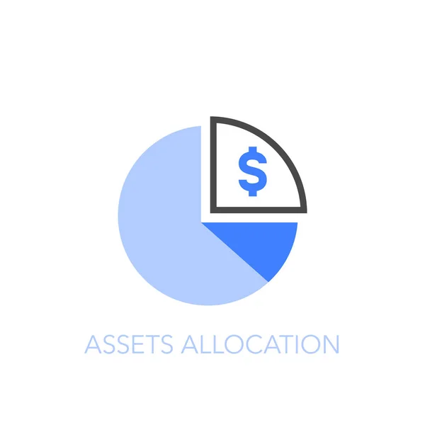 Símbolo Ícone Alocação Ativos Visualizados Simples Com Gráfico Pizza Símbolo — Vetor de Stock