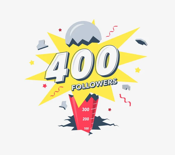 400のソーシャルメディアフォロワーのシンボルをありがとうございました シンプルな現代フラットバナー — ストックベクタ