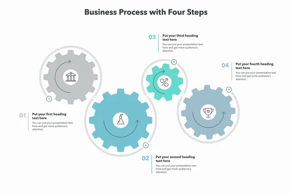 Moderne Geschäftsprozessvorlage Mit Vier Farbenfrohen Schritten Einfache Flache Vorlage Für — Stockvektor