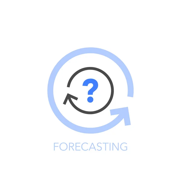 Simple Visualised Forecasting Icon Symbol Two Process Arrows Question Mark — Stock Vector