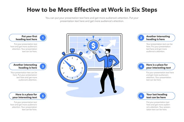 Modèle Infographique Simple Pour Être Efficace Travail Modèle Avec Chronomètre — Image vectorielle