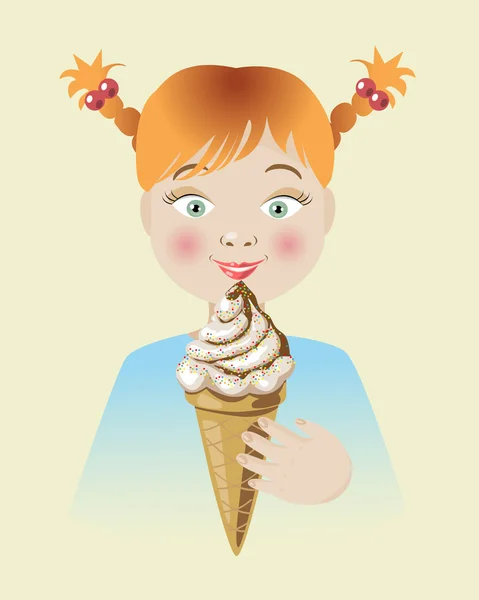 Girl and ice cream — Stock Vector