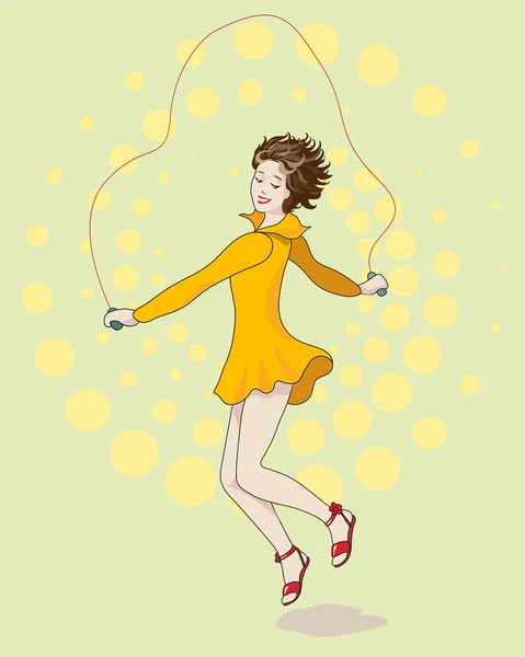 女孩跳绳 — 图库矢量图片
