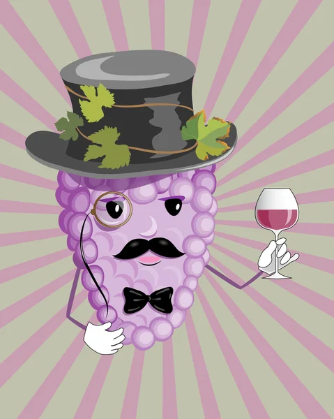 Vinho e uva —  Vetores de Stock