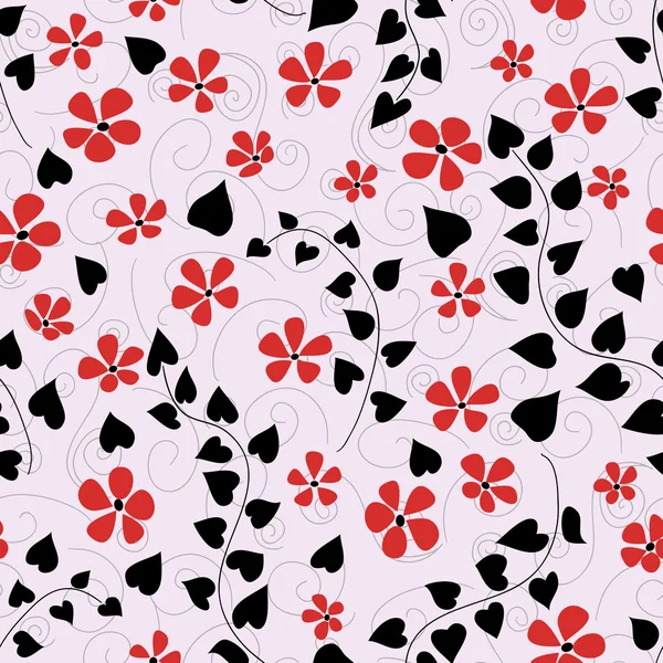 Motif avec petites fleurs et boucles — Image vectorielle