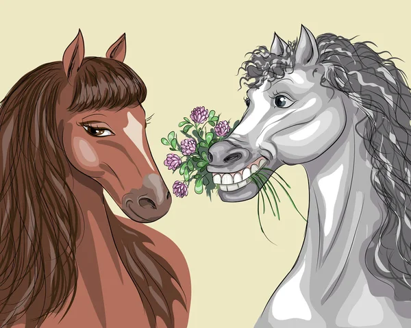 Dva koně — Stockový vektor