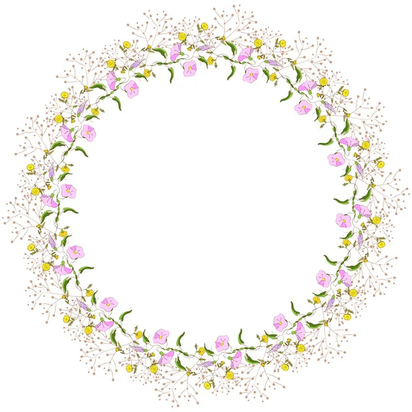 Couronne de fleurs sauvages — Image vectorielle