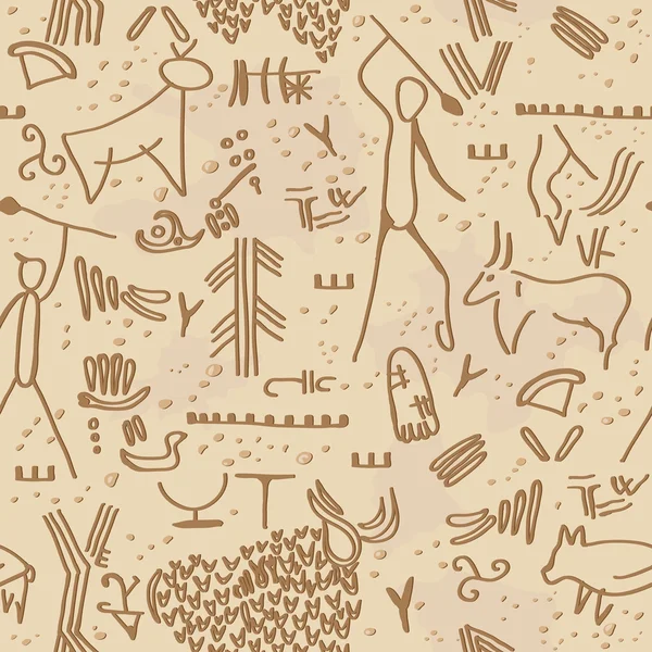 Petroglifos de cueva — Vector de stock