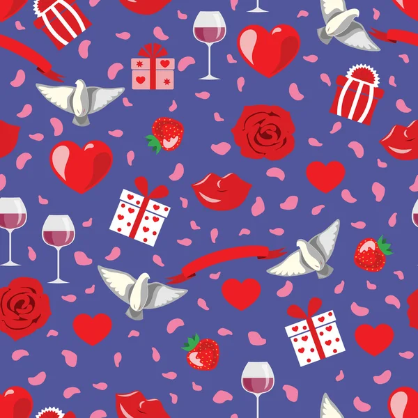 Motif Saint Valentin sur bleu — Image vectorielle