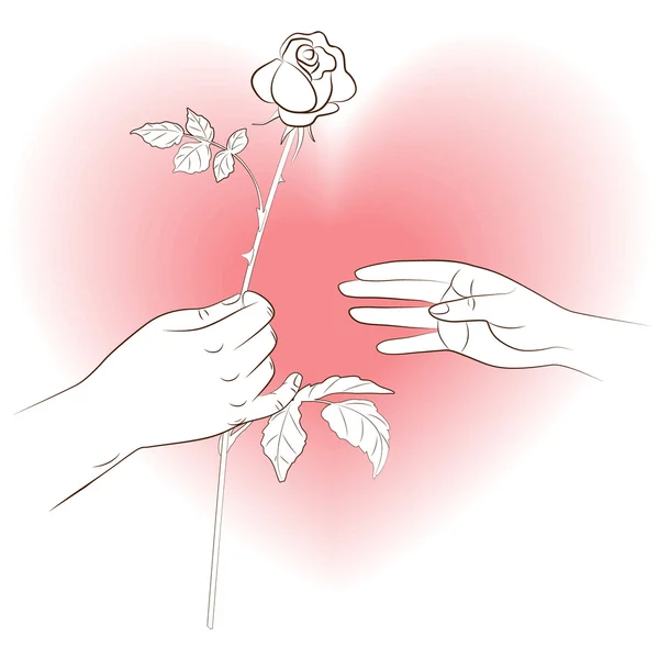 Hand mit Rose — Stockvektor
