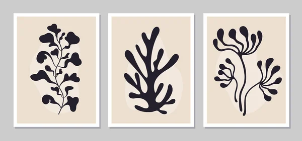 Шаблон Квіткових Карт Абстрактними Листками Попередньо Зроблений Дизайн Плакату Декоративні — стоковий вектор