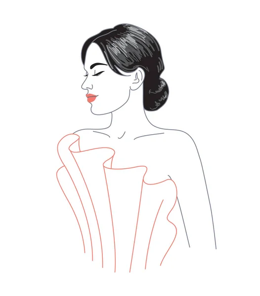 Young Brunette Woman Dress Vector Illustration Beautiful Elegant Woman Wearing — Stockvektor