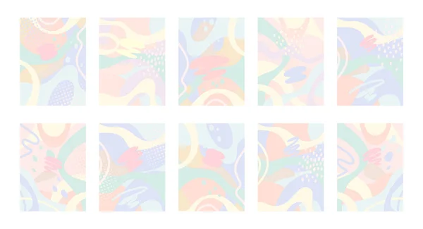 Κάθετη Συλλογή Υποβάθρου Απλά Αφηρημένα Σχήματα Παστέλ Χρώματα Συλλογή Αφισών — Διανυσματικό Αρχείο