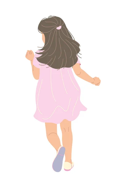 Corriendo Niña Vestido Rosa Aislado Sobre Fondo Blanco Niña Movimiento — Vector de stock