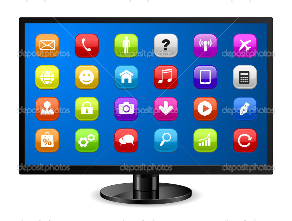 depositphotos_29694103 stock illustration 3d computer monitor with applications