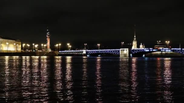 Panorama Con Puente Del Palacio San Petersburgo Rusia Vista Del — Vídeos de Stock