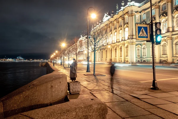 Utsikt Över Vinterpalatset Och Palatset Sankt Petersburg Ryssland God Natt — Stockfoto