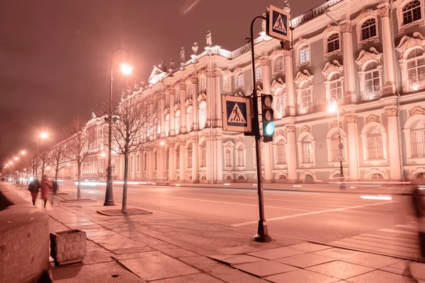Вид Зимнего Дворца Дворцовой Набережной Санкт Петербург Россия Спокойной Ночи — стоковое фото