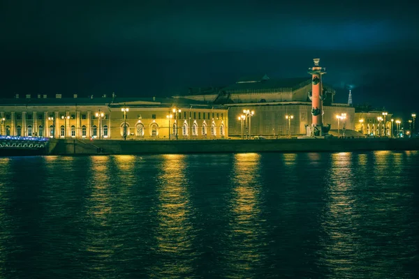 Вид Неву Дворцовый Мост Санкт Петербург Россия Спокойной Ночи Осень — стоковое фото