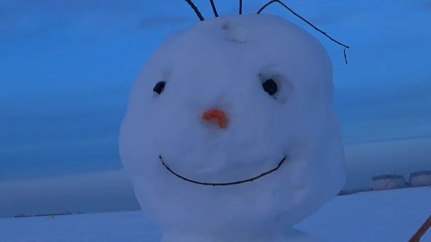Socha Sněhuláka Stojí Sněhu Děti Oslepily Sněhuláka Dobrý Den Rusko — Stock video