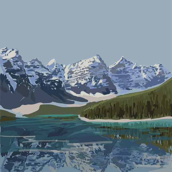 Moraine Lake Banff Park Canada Montañas Lago Paisaje Canadá Parque — Vector de stock