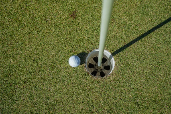 Golf Ball Green Evening Golf Course Sunshine Thailand — Stock Photo, Image