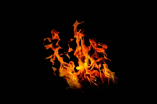 黑色背景的火焰 抽象的火焰背景 火中的火在夜间自然地摇曳着 — 图库照片