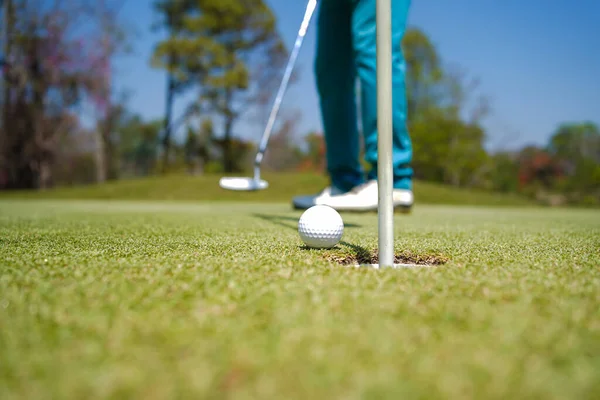 Bolas Golfe Que Vão Ser Buraco Por Golfistas Campo Golfe — Fotografia de Stock